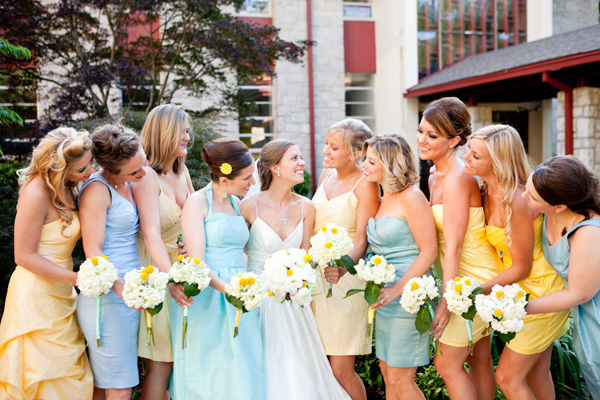 blue and yellow bridesmaid dresses Archives - Southern Weddings