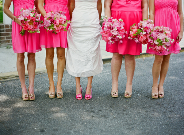Southern weddings - bright pink bouquets