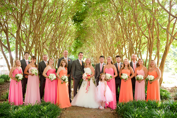 coral pink and orange wedding
