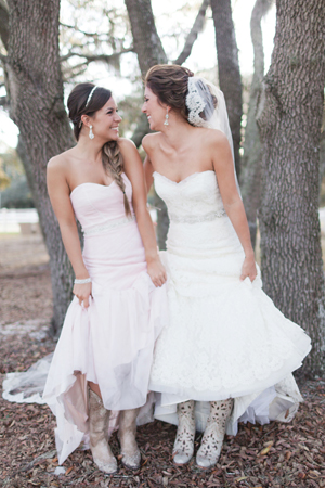 long bridesmaid dresses with boots