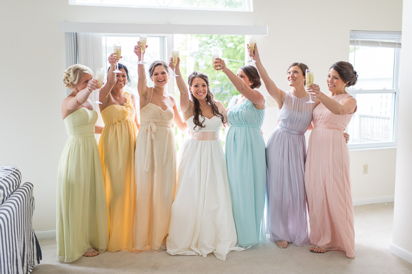 southern wedding  pastel  bridesmaid  dresses 